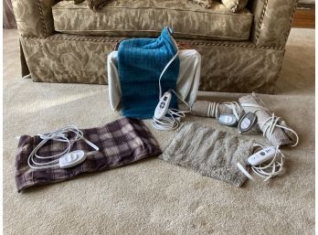 Assortment  Of Three Heating Pads And Blankets