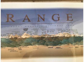 6 Foot Long Laminated Colorado Front Range Mountain Range Topography Poster