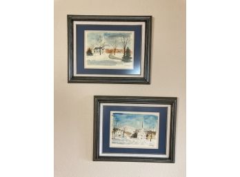 Winter Themed Set Of Two Framed Paintings