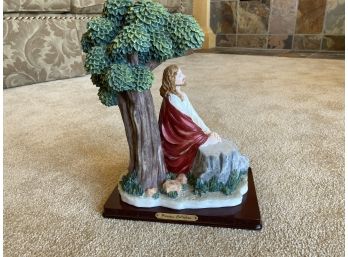 Ceramic Figurine Of Jesus Praying In The Garden Of Gethsemane