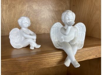 Two White Ceramic Angels