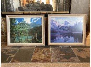 Set Of Two Beautiful Mountainous River Landscape Paintings