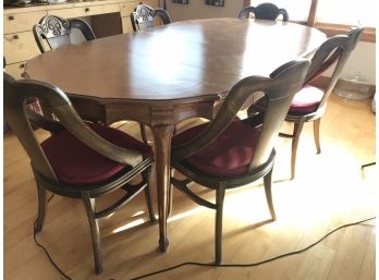 Wooden Vintage Dining Table With Large Homemade Extension W/lazy Susan Top (chairs Sold Separately See Photos)
