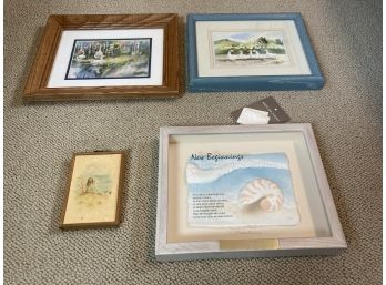 4 Bathroom Wall Hanging Picture Decorations Featuring 2 Water Colors Of Geese