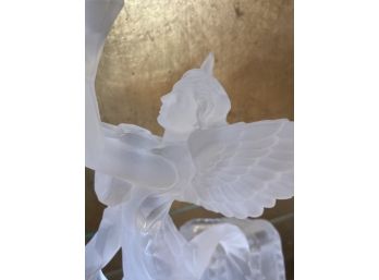 Pair Of Cast Resin Angel Candelabras With Battery Powered LED Candles