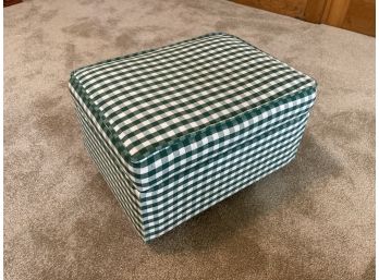 Green Checkered Patterned 10 Inch Tall Footstool With Built In Storage