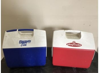 2 Igloo Brand Insulated Coolers, One Red One Blue