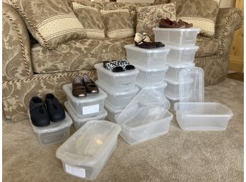 Pairs Of Shoes With 18 Tupperware Containers