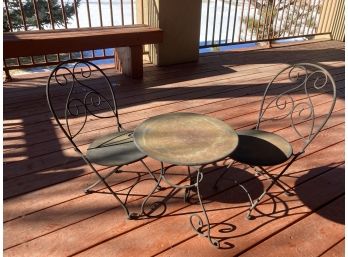 Cute Miniature Outdoor Steel Table And Chair Set (table Is 15 Inches Tall)