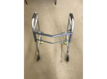 Gray Guardian Signature Foldable Lightweight Walker With Wheels And Tennis Ball Sliders