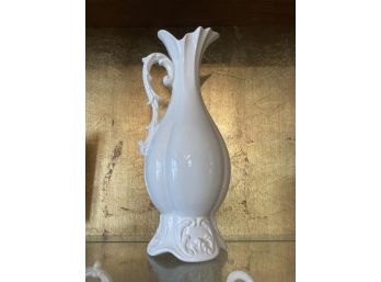 13 Inch Tall Ornate White Porcelain Vase