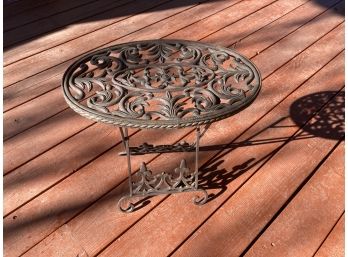 Ornate 18 Inch Tall Steel Oval Outdoor Table