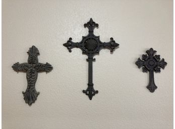 Three Large Metal Decorative Crosses