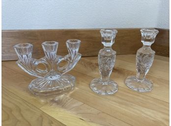 Set Of Glass Candleholders