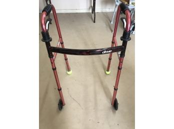 Red Drive Brand Lightweight Walker With Wheels And Tennis Ball Sliders