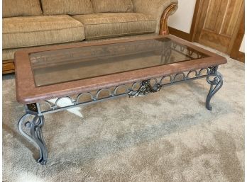 Wooden Framed Glass Coffee Table