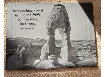 Approximately 2 Foot Wide Image Of Stone Arch With Bible Verse