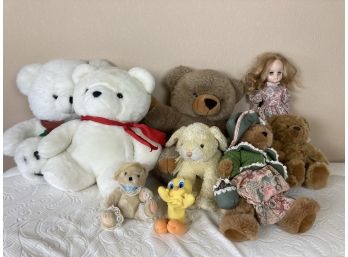 Big Collection Of Teddy Bears And Stuffed Animals With One Doll