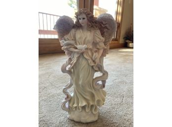 Tall Detailed Cast Statue Of An Angel Holding A Dove
