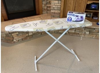Ironing Set Featuring Collapsible Ironing Board And Proctor Silex Brand Purple Iron In Original Box