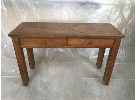 Dark Cherry Colored Wood Table With Two Drawers (see Photos For Size)