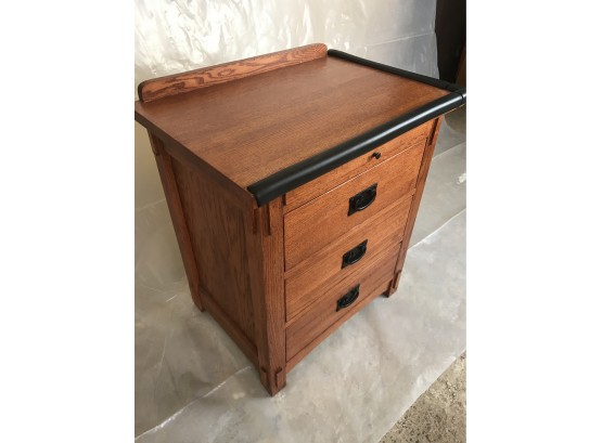 Vibrant Wooden Dresser With Three Drawers And Black Side Protector (see Photos For Size)