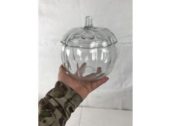 Adorable Fall Decoration Glass Pumpkin With Removable Top (see Photos For Size)