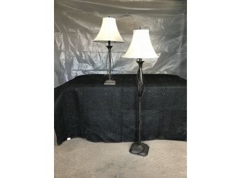 Set Of Two Black And White Lamps