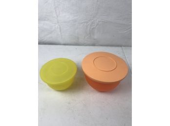Yellow And Orange Leftover Containers That Come With Lids, Fit Perfectly Into The Other.