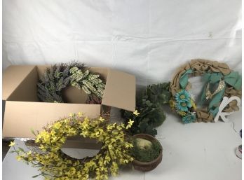 Box Containing Pretty Spring And Easter Themed Wreaths
