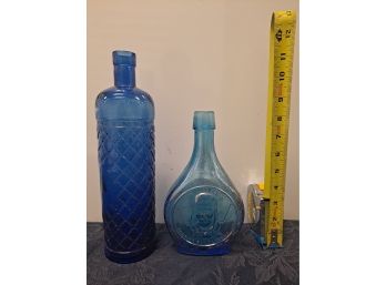 Two Blue Vintage Bottles