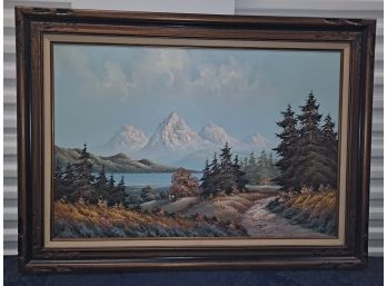 Signed Mountain Scene Painting