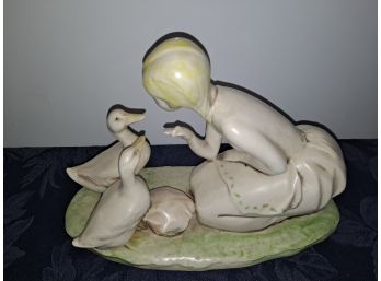 Girl & Duck Figurine