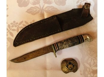 Vintage Boy Scouts Knife, Case & Scarf Slide