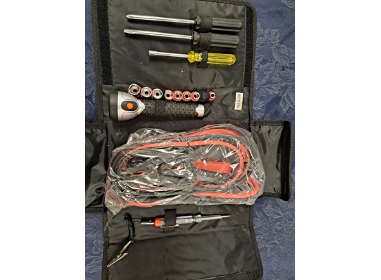 Car Kit - Jumper Cables, Flashlight, & Tools