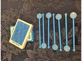 Vintage Pan Am Playing Cards & Cocktail Sticks