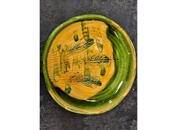 Large Yellow & Green Ceramic Platter/bowl - Made In Italy