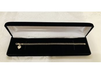 Sterling Silver Heart Charm Bracelet (5.4 Grams)
