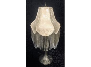 Victorian Lamp & Glass Beaded Lampshade
