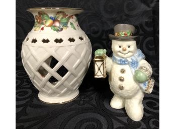 Lenox Fragrance Warmer & Snowman Figurine
