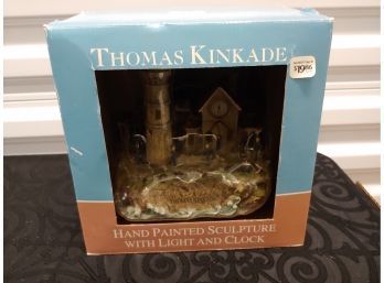 Thomas Kinkade Hand Painted Sculpture With Light And Clock