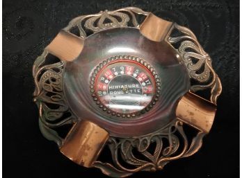 Vintage Roulette Wheel Ashtray - The Wheel Spins When Button Is Pushed