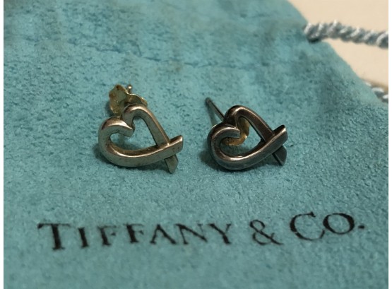 Authentic Tiffany & Co Paloma Picasso Stud Earrings & Pouch