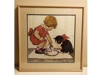 Jessie Wilcox Smith Feeding Kitten Print