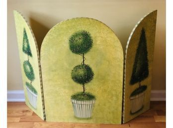 Artisan Solid Wood Hand Painted Topiary Fireplace Screen (Mexico)