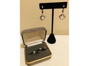 Sterling Silver Earring & Stackable Ring Set (14.4 Grams)