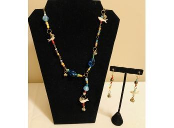 Artisan Glass Zuni Necklace & Earrings Set