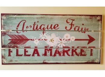 Antique Fair Flea Market Wooden Sign