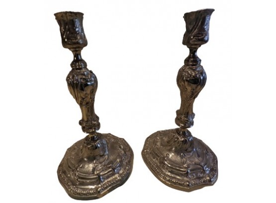 Antique Victorian Brass George II Style Candlesticks