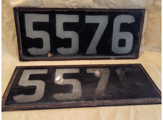 Glass Numbered Plaques (most Likely From A Train)